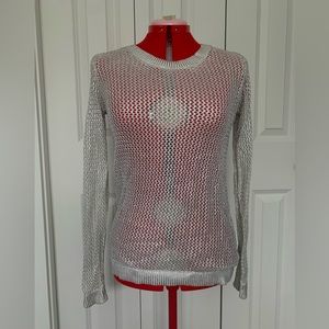 Sandro white/silver knitted long sleeve shirt size 1